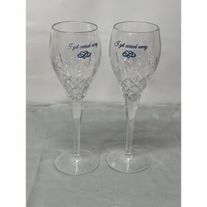 Crystal‎ Wedding Champagne Flutes Godinger Toasting Glasses I Get Carried Away